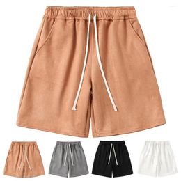 Men's Shorts Casual Men Summer Athletic With Elastic Drawstring Waist Pockets Wide Leg Running In Solid For Active