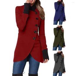 Women's Jackets Soft Women Jacket Stylish Stand Collar Winter Coat With Irregular Split Hem Warm Thick Patchwork Design For Fall/winter