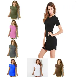 Casual Dresses Dress Womenshort-sleeved Solid Colour Package Hip Summer Style Women's Clothing 2024 Vestidos YKDNZ802