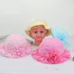 Spring/Summer Baby pot Hat Embroidered Princess Fisherman Hat Children flowers cap Hair Accessories