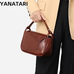 Shoulder Bags YANATARI Genuine Leather Bag Woman Minimalist Crossbody Cowhide Luxury Handbags Female Vintage Small