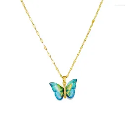 Link Bracelets 1Pc 18K Gold Plated Butterfly Stainless Steel Necklace For Women Girl Fashion Dangle Jewellery Gift