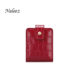 Backpacks Nuleez Cosmetic Bag Mini with Mirror Small Lipstick Bag Women Crocodile Pattern Genuine Leather Mouth Red Fashion Coins Wallet