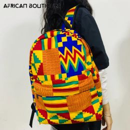 Bags 2023 New Schoolbag Ankara Bag High Quality African Kente Backpack Batik Printed Fashion Travelbag