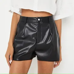 Women's Shorts Women High Waist Stretch Loose Matte Faux Leather Casual Ladies PVC Vintage Commuter PU Pants Clubwear Custom