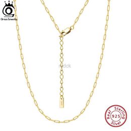 Pendant Necklaces ORSA JEWELS 14K Gold Plated 925 Sterling Silver 1.8x4.2mm Paperclip Chain Necklace Dainty Womens Basic Neck Chain Jewellery SC64 240419