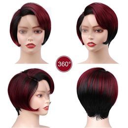human curly wigs Elf Headpiece Wig Short Front Lace Wig Pixie Cut Wigs