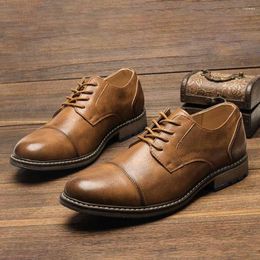 Dress Shoes Man Formal British Retro Brogue Casual Business Leather Oxfords For Men Office Shoe Flats