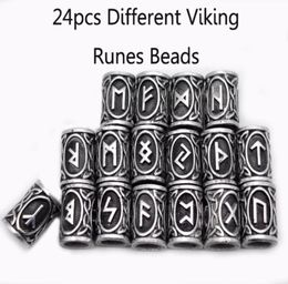 24pcs Top Silver Norse Viking Runes Charms Beads Findings for Bracelets for Pendant Necklace Beard or Hair Vikings Rune Kits6911921