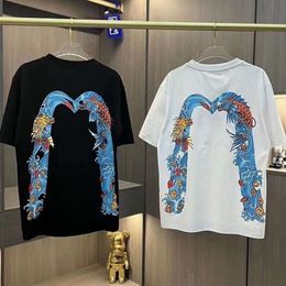 Summer Internet Celebrity Spirit Young Man With The Same Lucky God High-End Print Carp Leaping Dragon Gate Short Half Sleeved Ins 937364