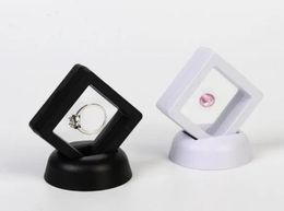 wholesale Transparent Floating Display Case Earring Gems Ring Jewelry Suspension Packaging Box PET Membrane Stand Holder ZZ