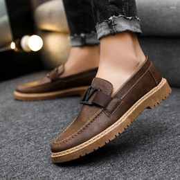 Dress Shoes Loafers Men 2024 Fashion Summer Comfy Men's Flats Brand Leather Classic Original Style Casual