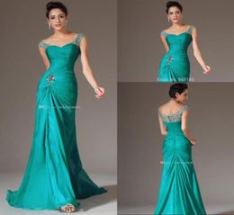 Sexy Design Mermaid Vneck Floor Length Prom Dresses Floor Length Turquoise Chiffon Bridesmaid Beaded Sequins Charming Evening Dre5383025