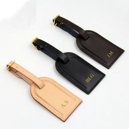 Free Monogrammed Vegetable Tanned Leather Luggage Tag Aircraft Cow Leather Boarding Travel Badge Tag Trolley Case Leather Badge 240418