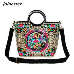 Bags Floral Embroider Ladies Hand Bags Ethnic Tote Bag for Women Casual Wristlet Large Handbags Vintage Woman Shoulder Bags Purses