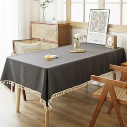 Table Cloth Tassel Linen Cotton Rectangular Tablecloth For Dining Coffee Cover Wedding Decoration