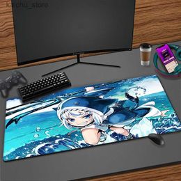 Mouse Pads Wrist Rests Hololive Gawr Gura Anime Mouse Pad Gaming Accessories Computer Large Kawaii Mousepad Gamer Rubber Carpet Cute Play Desk Mat XXL Y240419