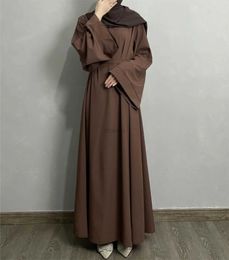 Ethnic Clothing Middle East Dubai Trkiye Solid Colour Large Size Muslim Dress Casual Abayas for Women Vestidos Arabes Dubai Y Turcos d240419