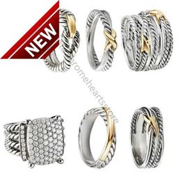 Fashion Designer Rings Crosscover Twisted Men Women Jewellery Braided Classic Copper size6-9 Ring Wire Vintage Double X Engagement Anniversary Gift DBU8