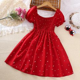 Girl Dresses Summer Dress Baby Cute Polka-dot Princess Elegant Party With Puffy Sleeves Skirt Children's Clothing