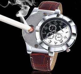 Watches Multifunction Usb Charging Electronic Cigarette Lighter Quartz Watch Silicone Strap Roman Numbers Dial Three Fake Pointers3352157