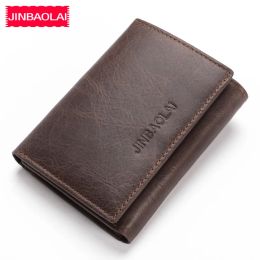 Wallets JINBAOLAI Rfid Genuine Cow Leather Men Wallets Card Pocket Money Clip Classic Purses High Quality Brand Male Purse For Male
