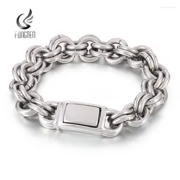 Link Bracelets Fongten 23cm O Chain Men Silver Color Stainless Steel Wristband Charm Bracelet Bangles For Gothic Jewelry