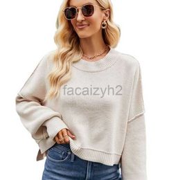Women's Sweaters Women's Fashion Round Neck Knitted Sweater Solid Loose Pullover Sweater Plus Size T Shirt tops