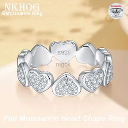 Wedding Rings NKHOG Heart-shaped Full Moissanite Eternity Ring S925 Silver Pass Diamond Test Women Promise Engagement Rings Fine Jewellery Gift 240419