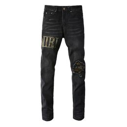 Mens Designer Jeans Distressed Ripped Biker Slim Fit Motorcycle Denim For Men s Top Quality Fashion jean Mans Pants pour hommes 018