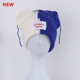 Panama Womens Bubble Hat Pig Ear Wool Autumn and Winter Thickened Knitted Hat Cold Beanie Kpop Crochet Hat Cap H123 240419
