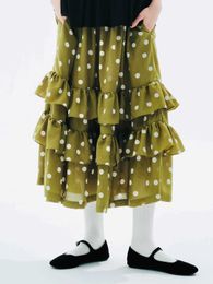 Basic Casual Dresses imakokoni White Polka-dot Lace A-line skirt for women Summer 240419