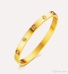 Fashion love bangle BraceletsBangles for Women Rose Gold Colour Stainless Steel Charming CZ Cuff Bracelet Loves Jewellery Gift6919047