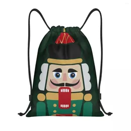 Shopping Bags Nutcracker Doll Drawstring Backpack Sports Gym Bag For Men Women Cartoon Toy Soldier Christmas Gift Training Sackpack