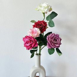 Decorative Flowers Single European Rose Imitation Flower Home Decoration Artificial Wedding Hall Art Arrangement Silk