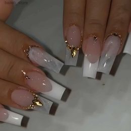 False Nails 24Pcs Artifical Fake Nails with candy star Designs False Nails Long Coffin Press on Nails Wearable Ballet Fingernaills Nail Tip Y240419RKHL