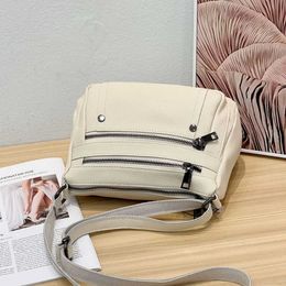 Layer Head Cowhide Womens Handbag Hand-held Crossbody Leather Small Bag Soft Shell Multi Compartment