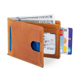 Wallets Male Minimalism Vintage Genuine Leather Wallet RFID Blocking Ultrathin Business Bank Credit Card Holder Bag Mini Wallet Men