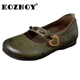 Casual Shoes Koznoy 1cm Genuine Leather Summer Ethnic Women's Moccasins Shallow Comfy Girl Fashion Elegance Females Luxury Flats Lady