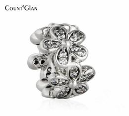 925 Sterling Silver Micro CZ Pave Dazzling Daisies Flower Spacer Charm Beads Fit Women Charm Bracelets Diy Jewellery Spring 20174523588