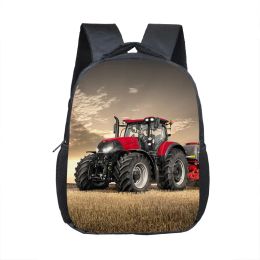 Bags 12 Inch Farm Tractor Print Children School Bags Boys Girls Kindergarten Backpack Baby Toddler Bags Kids Book Bag Gift