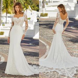 Bohemian Mermaid Wedding Dresses Sexy Sweetheart Long Sleeves Sweep Train Custom Made Appliques Lace Boho Bridal Gowns 2024