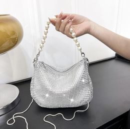 pearl tote bags fully-jewelled single-shoulder bag fashion trendy evening bags exquisite rhinestone tote bag for party