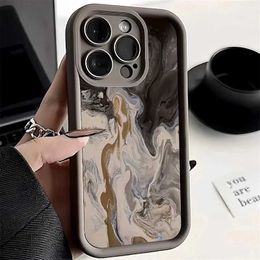 Cell Phone Cases Black gradient Watercolour phone case suitable for iPhone 15 13 14 12 Pro Max 7 8 Plus XS Max XR shock-absorbing silicone back cover J240418