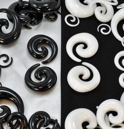 Black and white P32 100pcs mix 8 size 2 color acrylic body jewelry spiral ear taper ear plug4270105