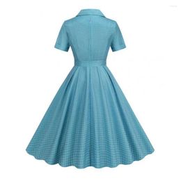 Casual Dresses Cocktail Dress Elegant Plaid Print A-line Midi With Belted Waist Turn-down Collar For Women's Prom Party Banquet Cinched