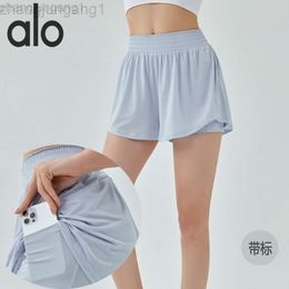 Desginer Alooo Yoga Shorts Woman Pant Top Women Spring/summer Sports Anti Glare Drawstring Pants Breathable Quick Drying Fitness Casulining Shorts