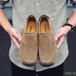 Casual Shoes Leather Men 2024 Summer Breathable Slip On Loafers Soft Moccasins Men's Flats Male Driving Zapatillas Hombre