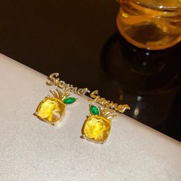 Dangle Earrings Champagne Color Beautiful Crystal Letter Pineapple Fruit Design For Women Bijoux