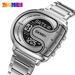 Wristwatches SKMEI Novel Stainless Steel Back Light Display Stopwatch Digital Sport Watches Men Waterproof Date Alarm Wristwatch Reloj